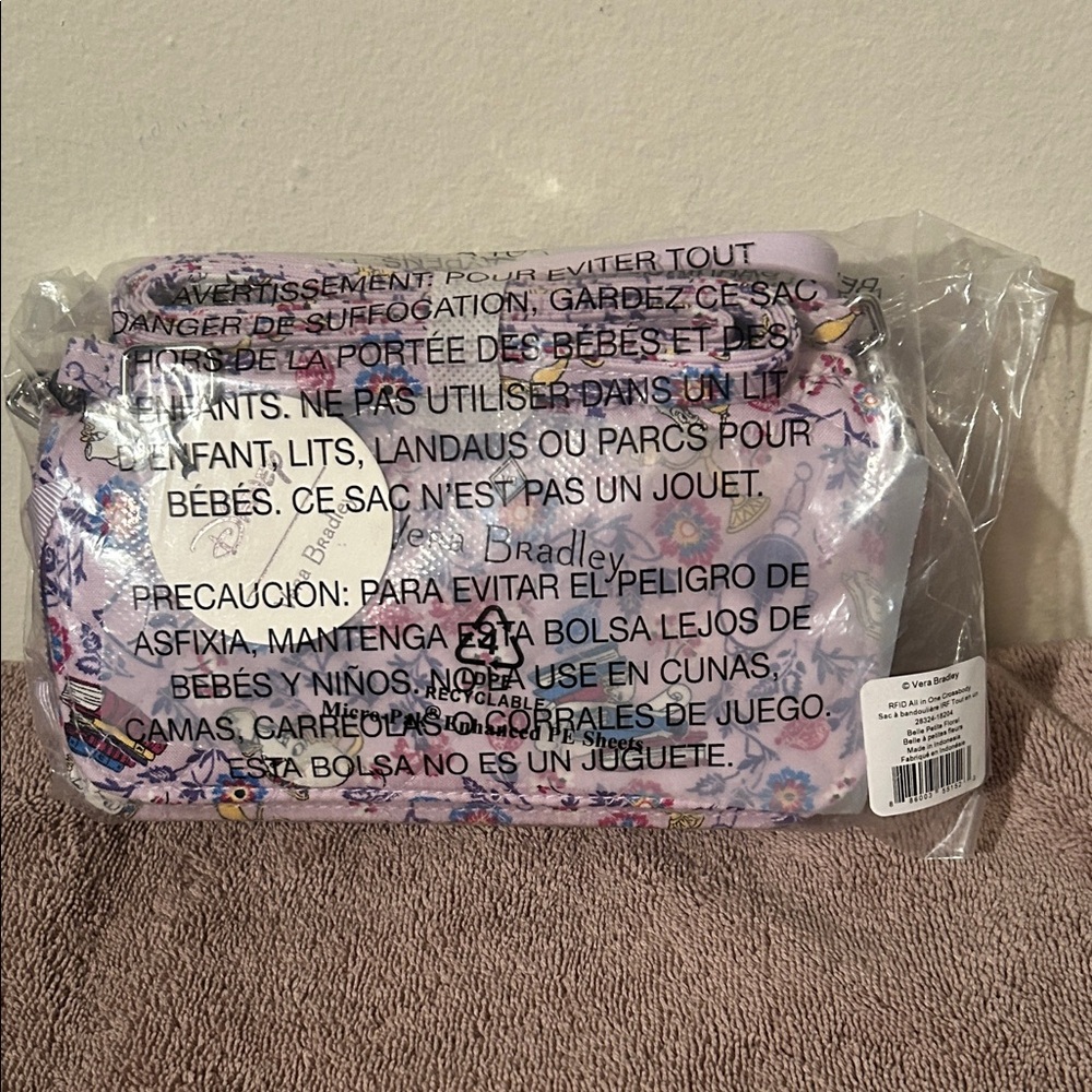 Vera Bradley Lavender Beauty and the Beast, crossbody, wallet.  Unopened, nwt